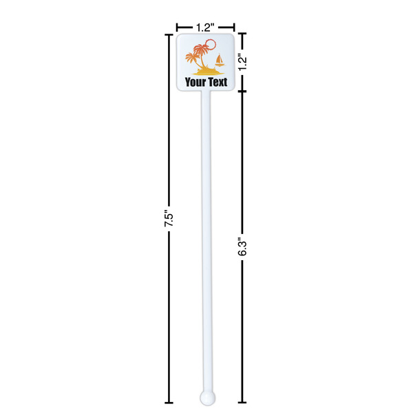 Tropical Sunset White Plastic Stir Stick - Square - Dimensions