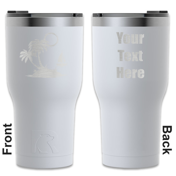 Custom Tropical Sunset RTIC Tumbler - White - Engraved Front & Back (Personalized)