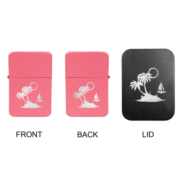 Tropical Sunset Windproof Lighters - Pink, Double Sided, w Lid - APPROVAL