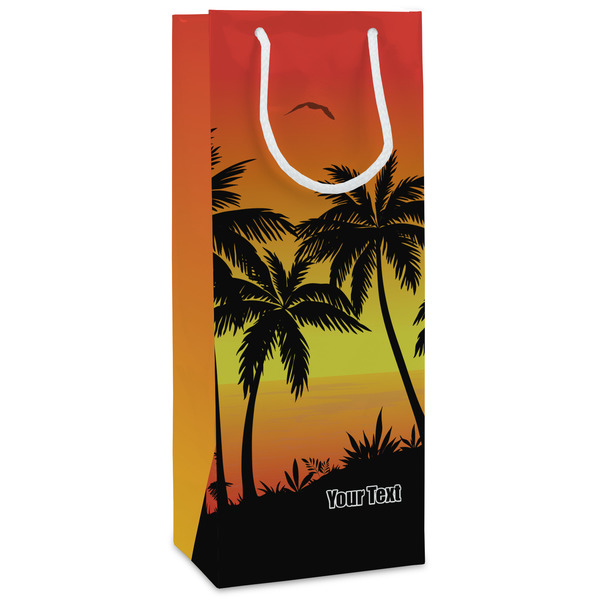 Custom Tropical Sunset Wine Gift Bags - Gloss (Personalized)