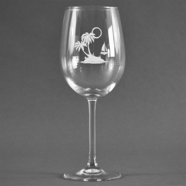 Custom Tropical Sunset Wine Glass - Engraved
