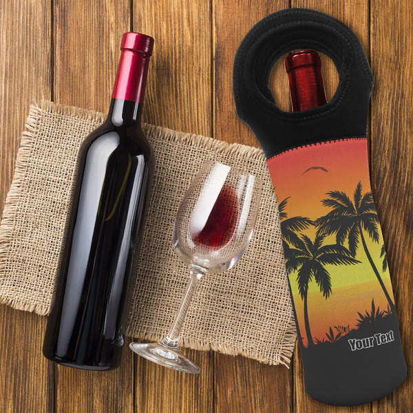 Tropical Sunset Wine Tote Bag - FLATLAY