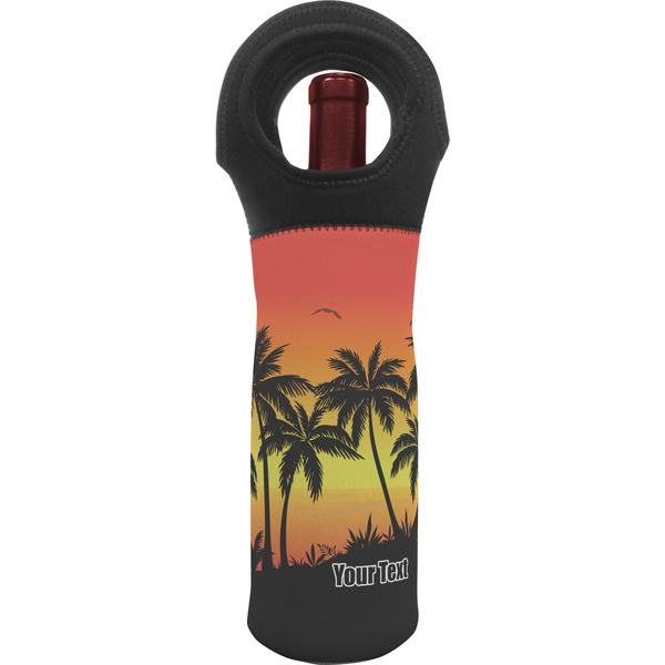 Custom Tropical Sunset Wine Tote Bag (Personalized)