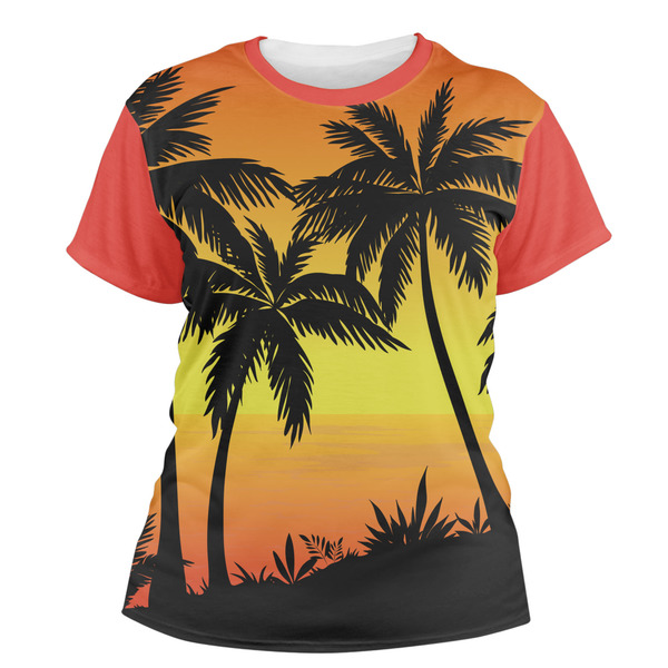 Custom Tropical Sunset Women's Crew T-Shirt - Medium