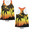 Tropical Sunset Womens Racerback Tank Tops - Medium - Front and Back
