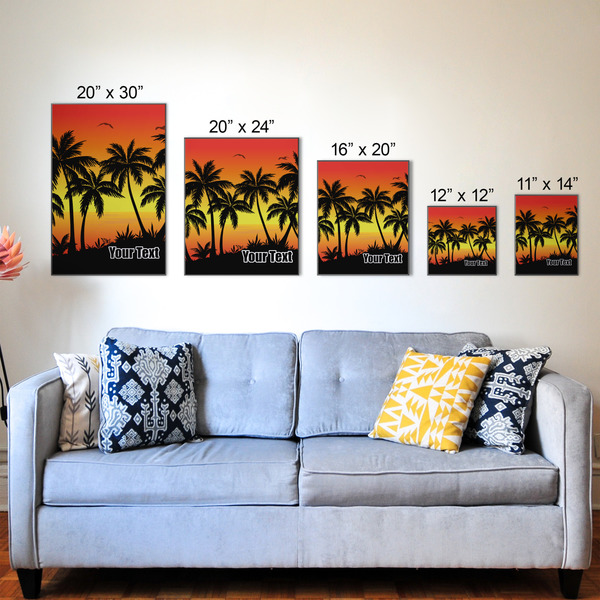 Tropical Sunset Wood Prints - Size Comparison