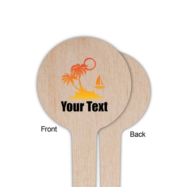 Tropical Sunset Wooden 4" Food Pick - Round - Single Sided - Front & Back