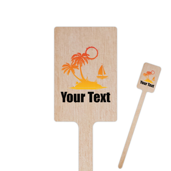 Custom Tropical Sunset 6.25" Rectangle Wooden Stir Sticks - Single Sided (Personalized)