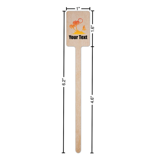 Tropical Sunset Wooden 6.25" Stir Stick - Rectangular - Dimensions