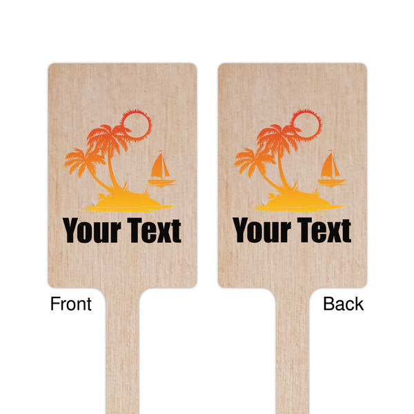 Tropical Sunset Wooden 6.25" Stir Stick - Rectangular - Double Sided - Front & Back