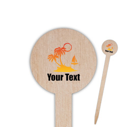 Tropical Sunset 6" Round Wooden Food Picks - Double Sided (Personalized)