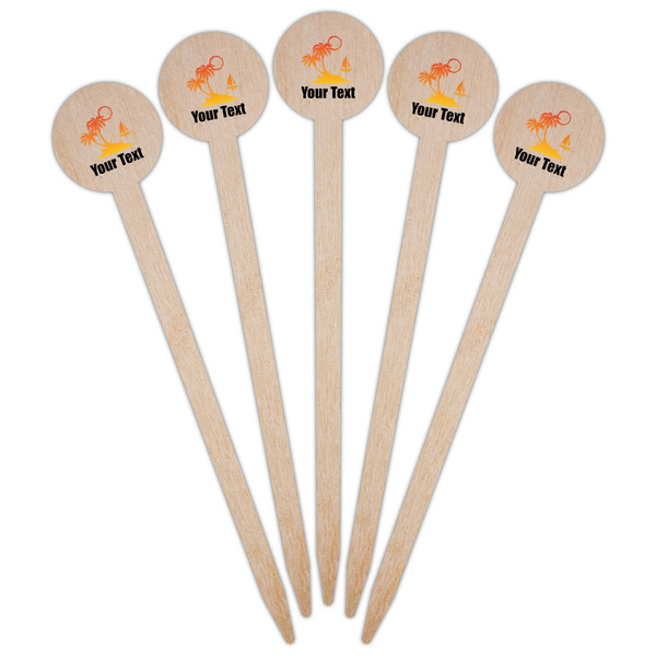 Tropical Sunset Wooden 6" Food Pick - Round - Fan View