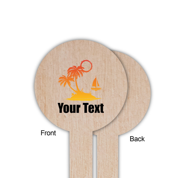 Tropical Sunset Wooden 6" Food Pick - Round - Single Sided - Front & Back