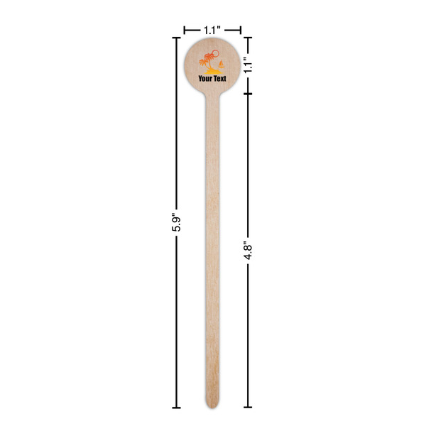 Tropical Sunset Wooden 6" Stir Stick - Round - Dimensions