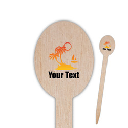 Tropical Sunset Oval Wooden Food Picks - Single Sided (Personalized)