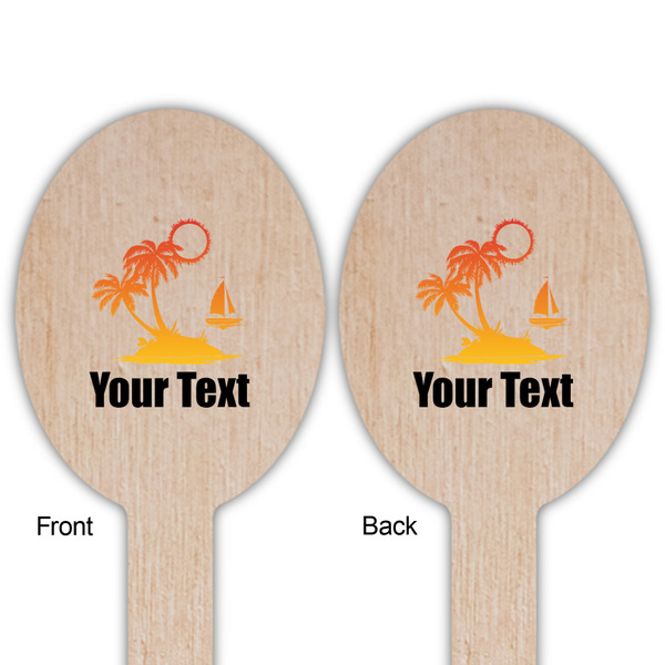 Tropical Sunset Wooden Food Pick - Oval - Double Sided - Front & Back
