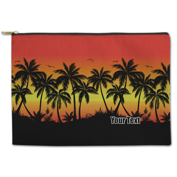 Custom Tropical Sunset Zipper Pouch - Large - 12.5"x8.5" (Personalized)