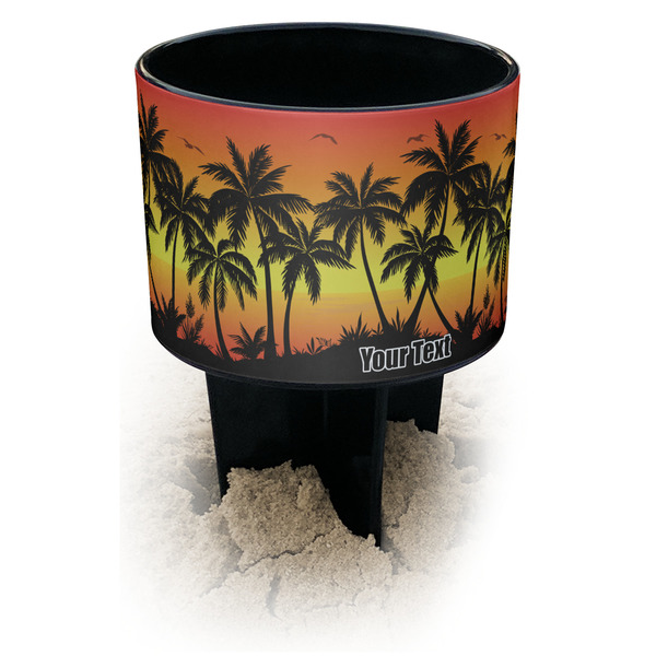 Custom Tropical Sunset Black Beach Spiker Drink Holder (Personalized)