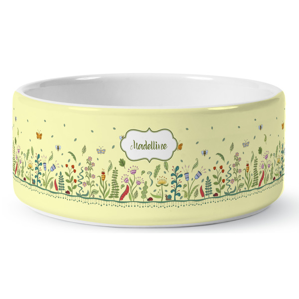 Custom Nature Inspired Ceramic Dog Bowl - Large (Personalized)