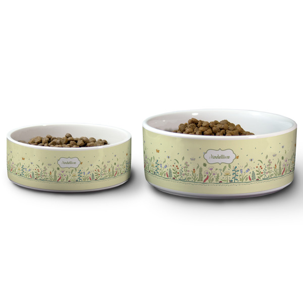 Nature Inspired Ceramic Dog Bowls - Size Comparison