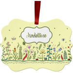 Nature Inspired Metal Frame Ornament - Double Sided w/ Name or Text