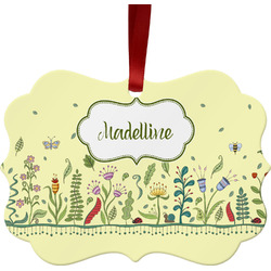 Nature Inspired Metal Frame Ornament - Double Sided w/ Name or Text