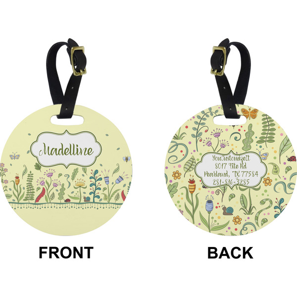 Nature & Flowers Circle Luggage Tag (Front + Back)
