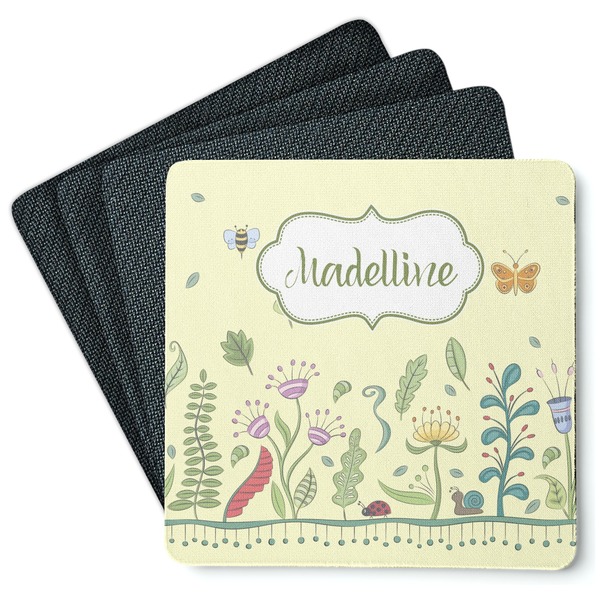 Custom Nature Inspired Square Rubber Backed Coasters - Set of 4 (Personalized)