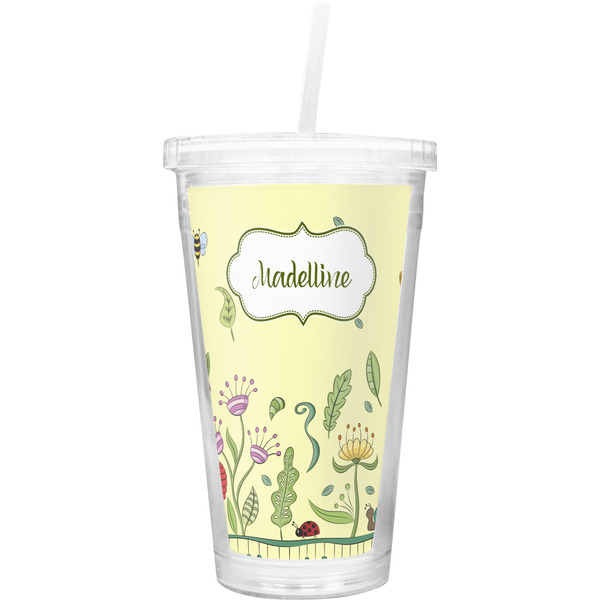 Custom Nature Inspired Double Wall Tumbler with Straw (Personalized)