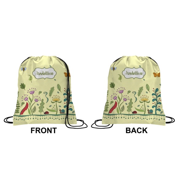 Nature & Flowers Drawstring Backpack Front & Back Medium