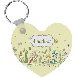 Nature Inspired Heart Plastic Keychain w/ Name or Text