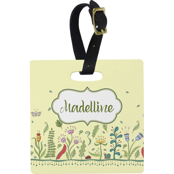 Custom Nature Inspired Plastic Luggage Tag - Square w/ Name or Text