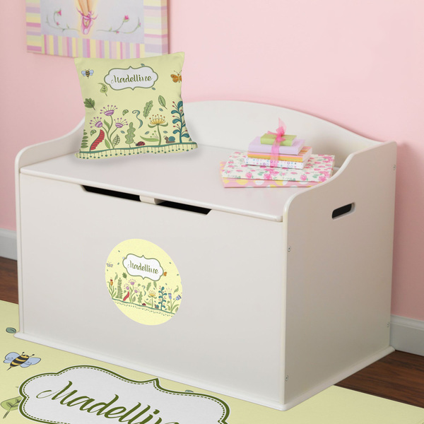 Nature & Flowers Round Wall Decal on Toy Chest