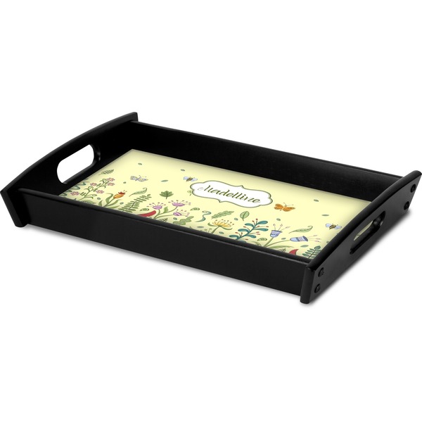 Nature & Flowers Serving Tray Black - Corner