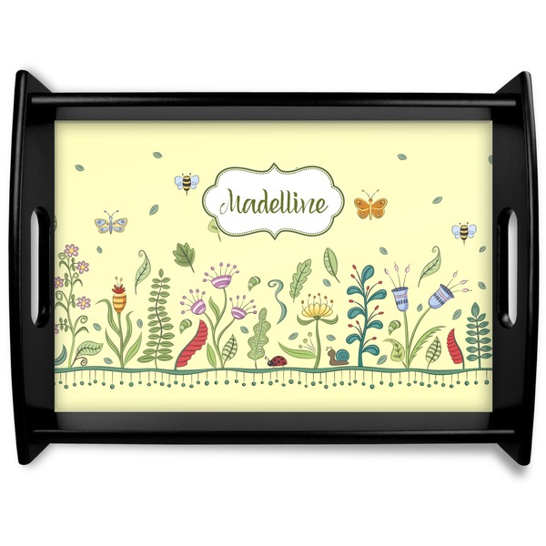 Custom Nature Inspired Black Wooden Tray - Large (Personalized)