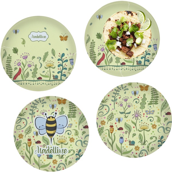 Custom Nature Inspired Set of 4 Glass Lunch / Dinner Plate 10" (Personalized)