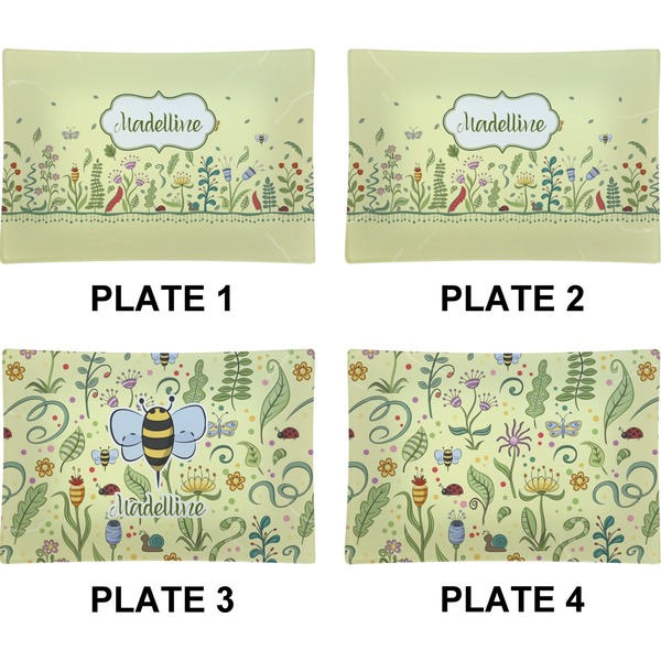 Nature & Flowers Set of Rectangular Appetizer / Dessert Plates (Approval)