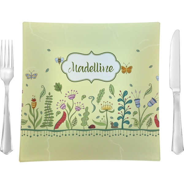 Custom Nature Inspired Glass Square Lunch / Dinner Plate 9.5" (Personalized)