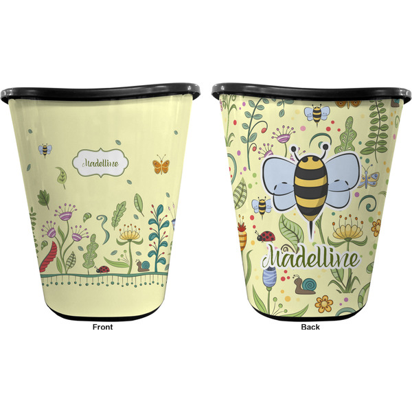 Nature & Flowers Trash Can Black - Front and Back - Apvl