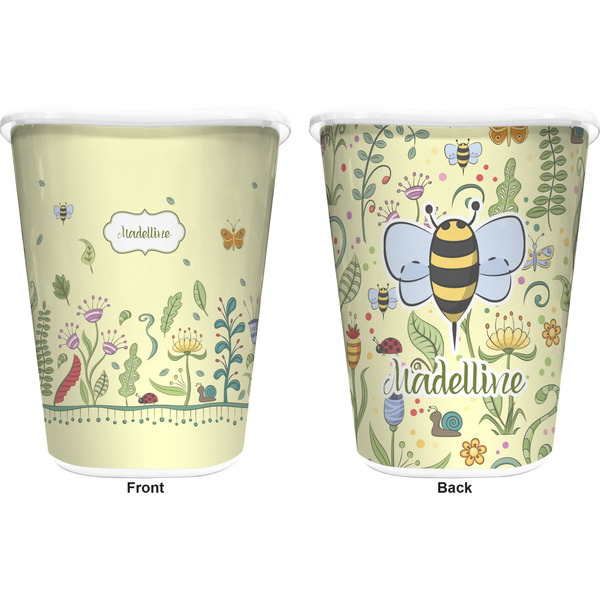 Nature & Flowers Trash Can White - Front and Back - Apvl