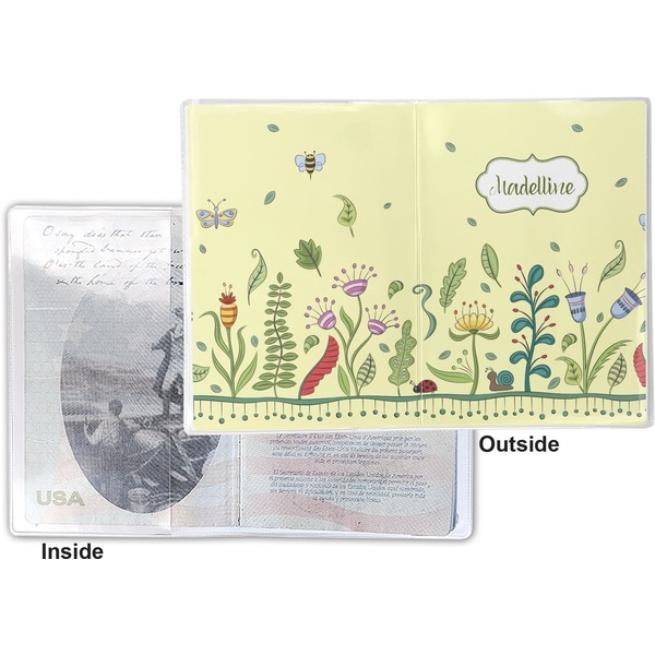 Nature & Flowers Vinyl Passport Holder - Flat Front and Back