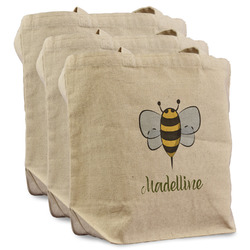 Nature Inspired Reusable Cotton Grocery Bags - Set of 3 (Personalized)