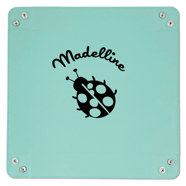 Nature Inspired 9" x 9" Teal Leatherette Snap Up Tray - APPROVAL