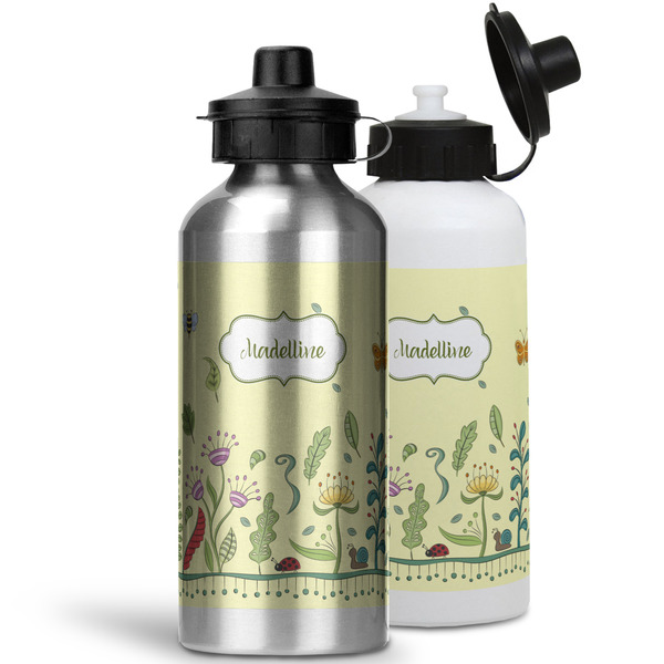 Nature Inspired Aluminum Water Bottles - MAIN (white &silver)