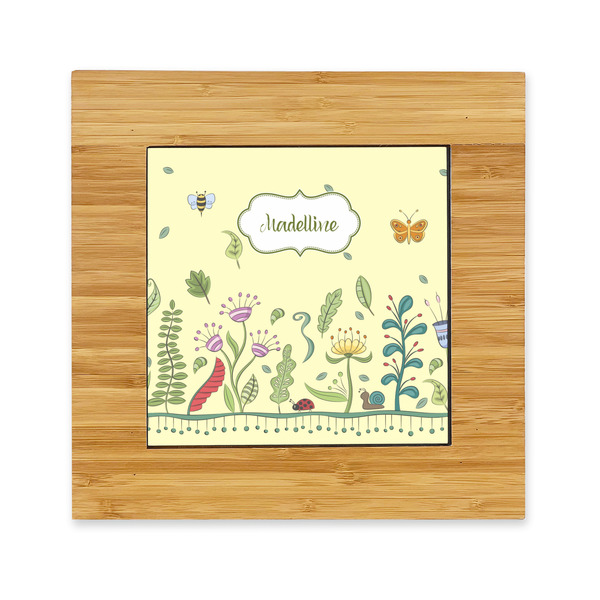 Custom Nature Inspired Bamboo Trivet with Ceramic Tile Insert (Personalized)