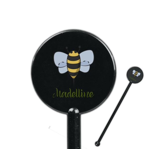 Custom Nature Inspired 5.5" Round Plastic Stir Sticks - Black - Single Sided (Personalized)
