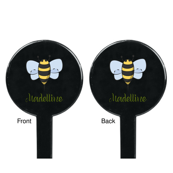Nature Inspired Black Plastic 7" Stir Stick - Double Sided - Round - Front & Back