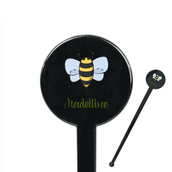 Custom Nature Inspired 7" Round Plastic Stir Sticks - Black - Single Sided (Personalized)