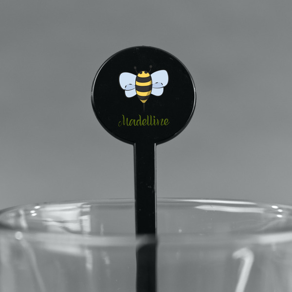 Nature Inspired Black Plastic 7" Stir Stick - Round - Main