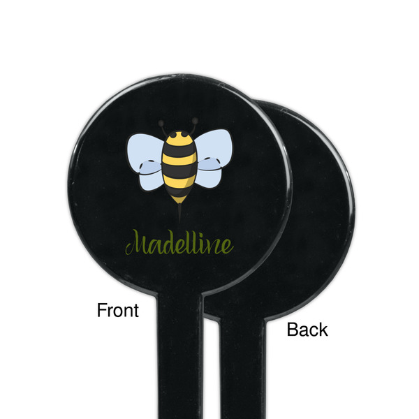 Nature Inspired Black Plastic 7" Stir Stick - Single Sided - Round - Front & Back
